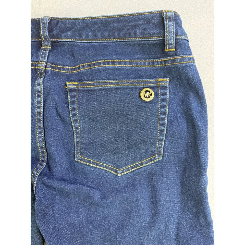 MICHAEL KORS Skinny Jeans Gold Zippers Dark Wash Size 6 Women's Denim